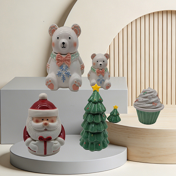 Airtight Christmas Ceramic Jars | Multi-Purpose Snack & Candy Storage