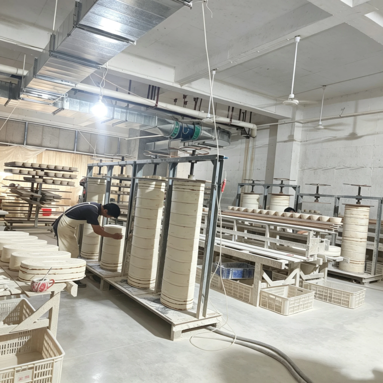Ceramic slip casting process in Dehua production line