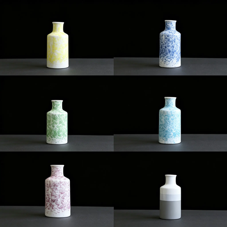 052A medium cylinder ceramic vase in gradient splash glaze, 3.5×19 cm