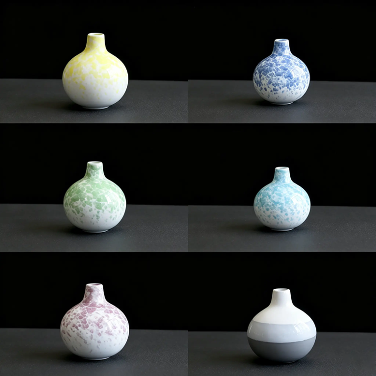 056A bulb ceramic vase in gradient splash glaze