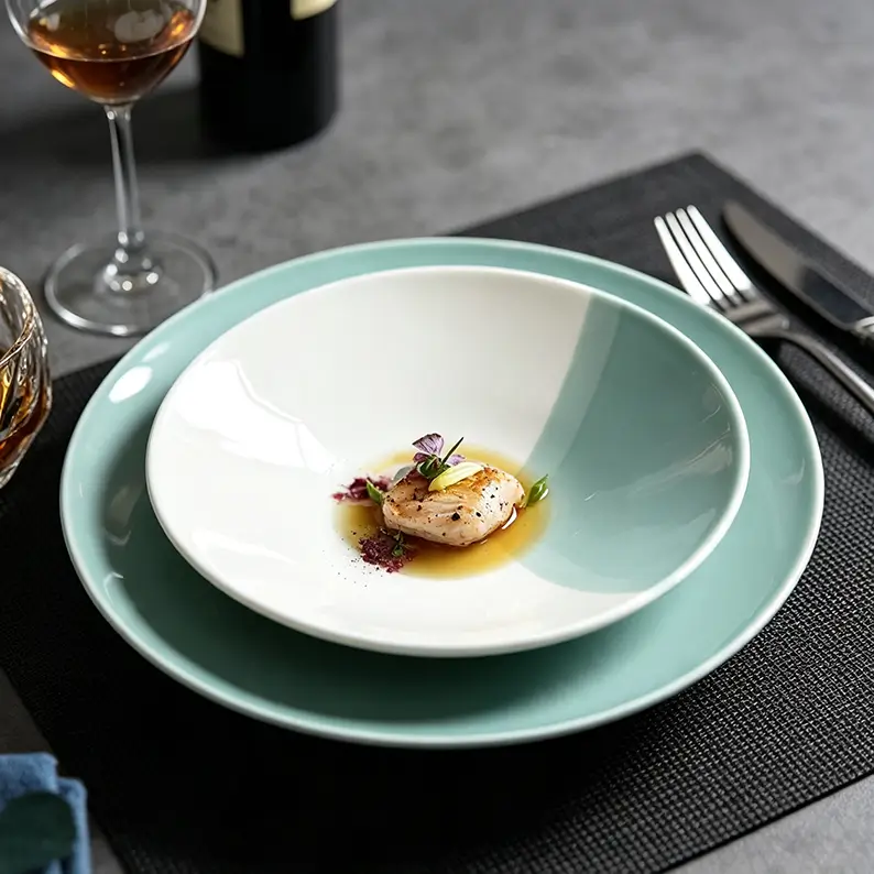 aqua-and-white-coupe-ceramic-plates