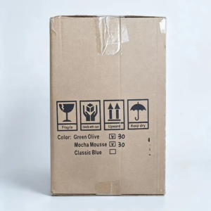Heavy-duty export master carton with printed handling labels for international ceramic shipment