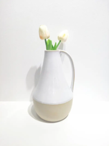 017D Ceramic pitcher vase with integrated handle design and refined decorative glaze surface