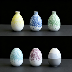 Gradient splash glaze ceramic vase collection in six color variations