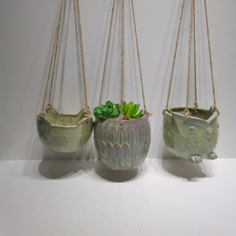 Hanging ceramic planter collection for indoor decoration balcony displays and small greenery arrangements