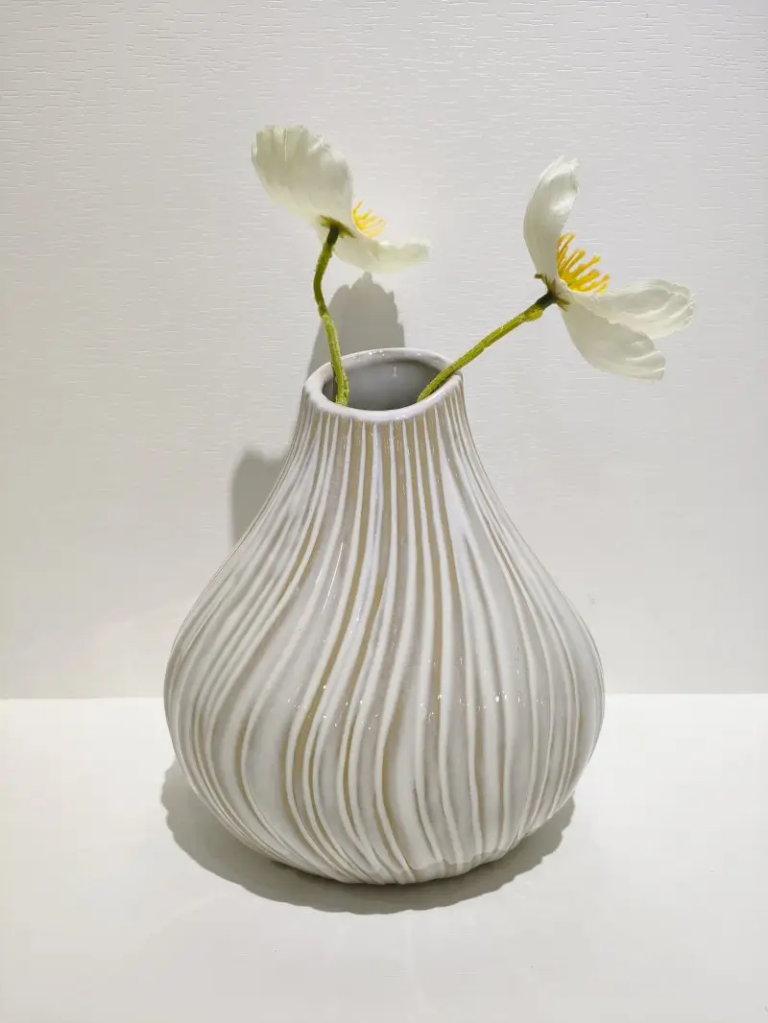 013D Ripple Sculpture Vase with flowing textured curves and contemporary sculptural form