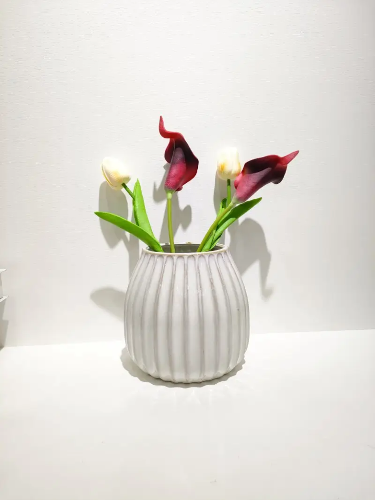 022D Wide Ripple Centerpiece Vase featuring rounded form and flowing ripple surface design