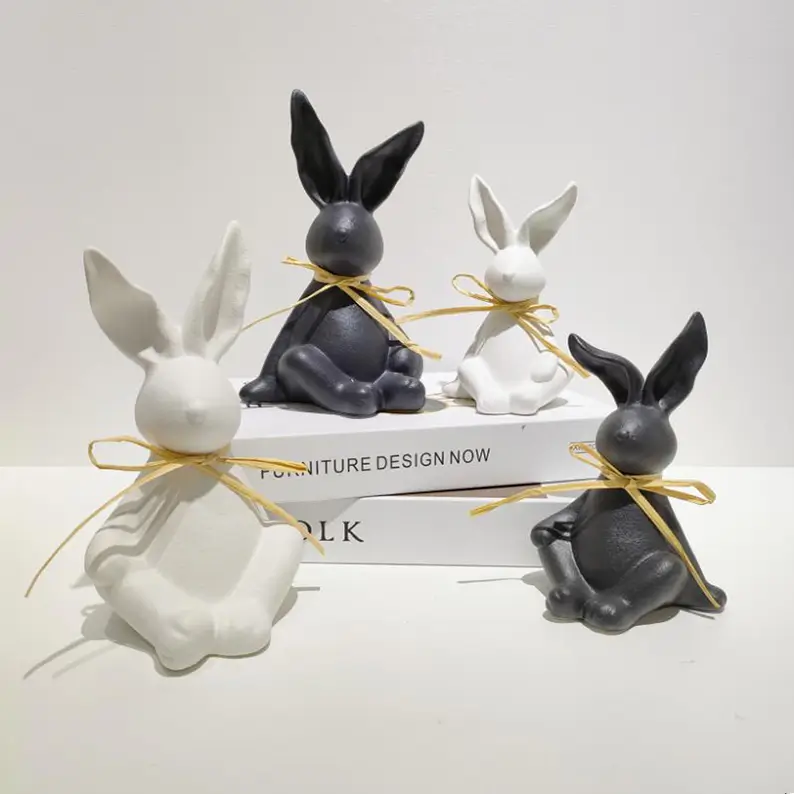 Ceramic yoga rabbit figurines designed for home, office, hotel and commercial interior decoration with artistic styling